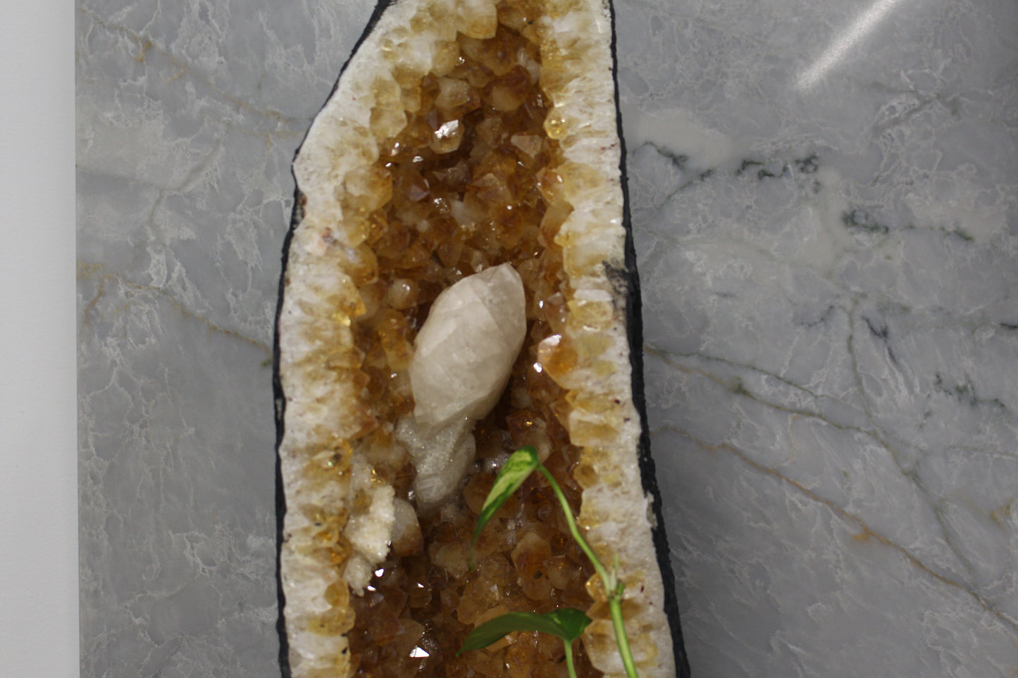 Natural Citrine Geode with Quartz Crystal