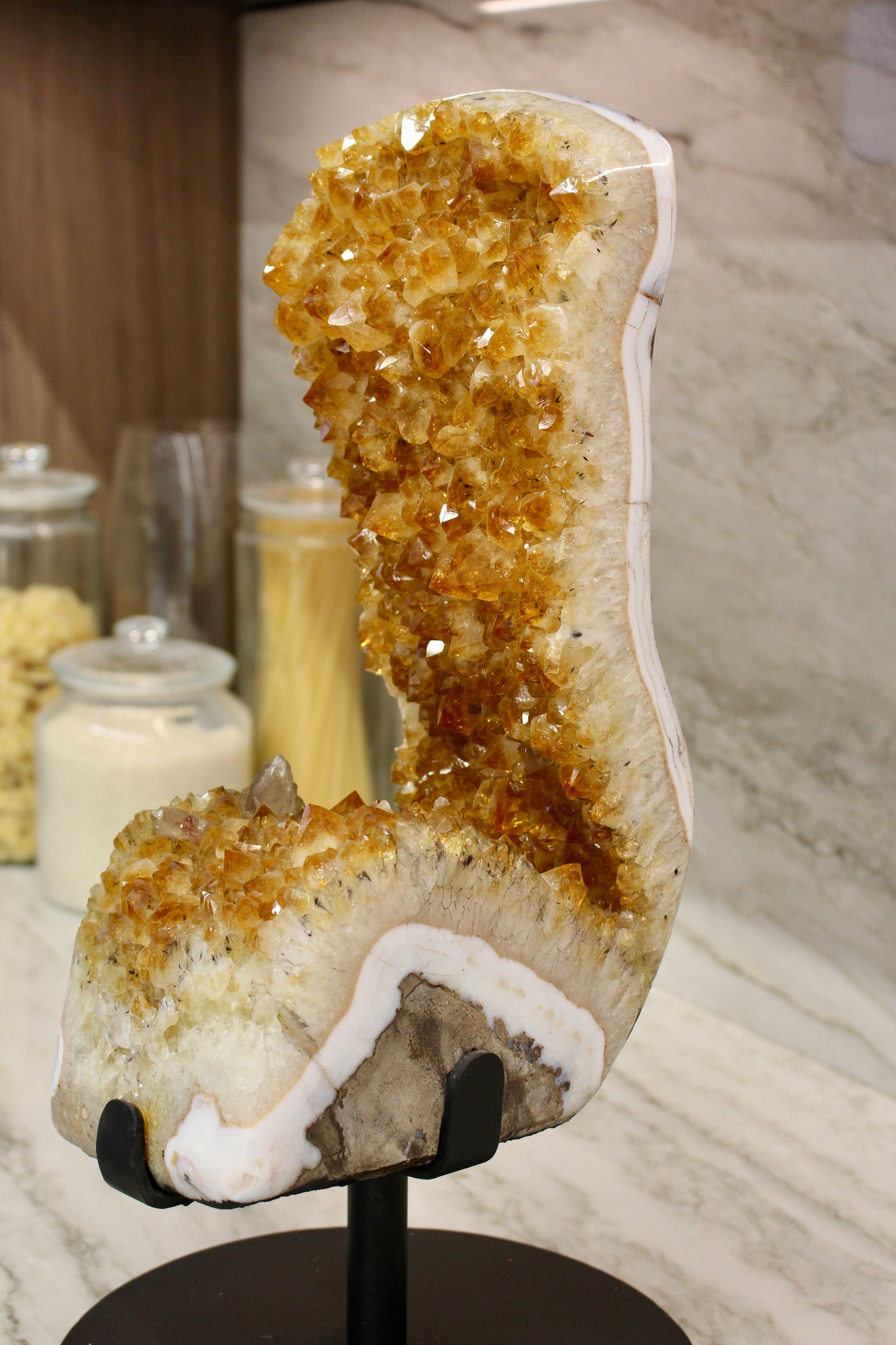 Natural Citrine Geode on Stand