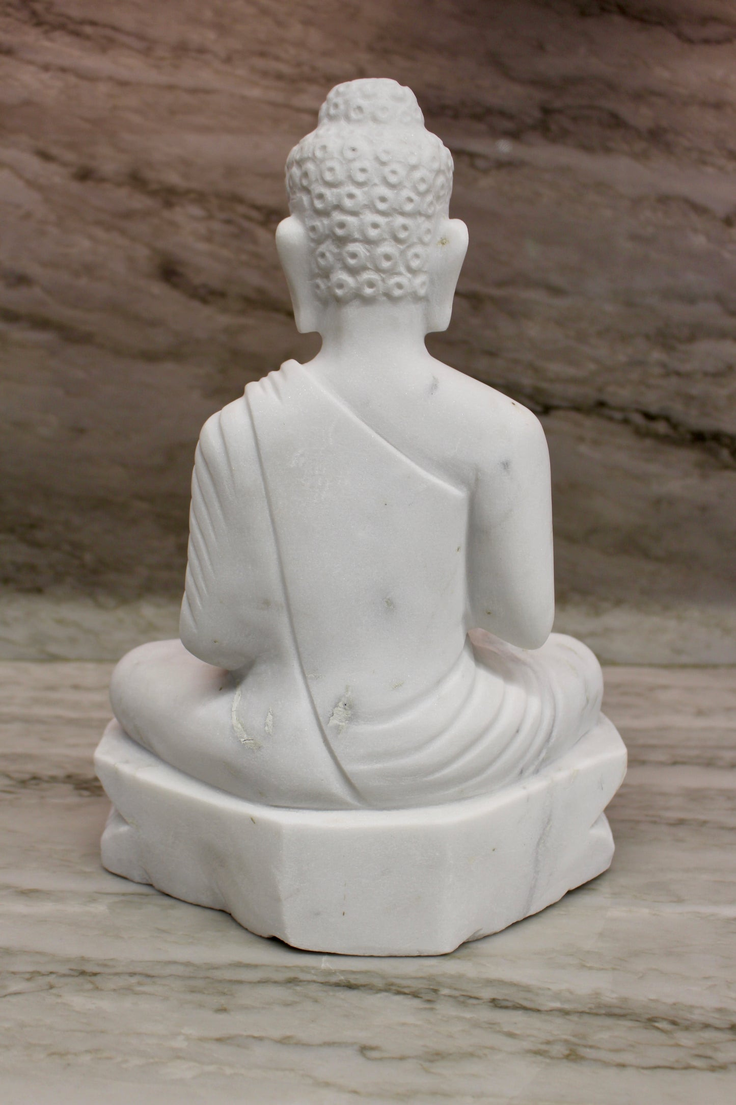 Hand-Carved Solid Marble Buddha Statue