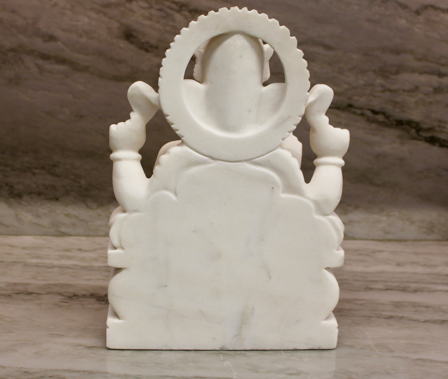 Hand-Carved White Marble Ganesha Statue