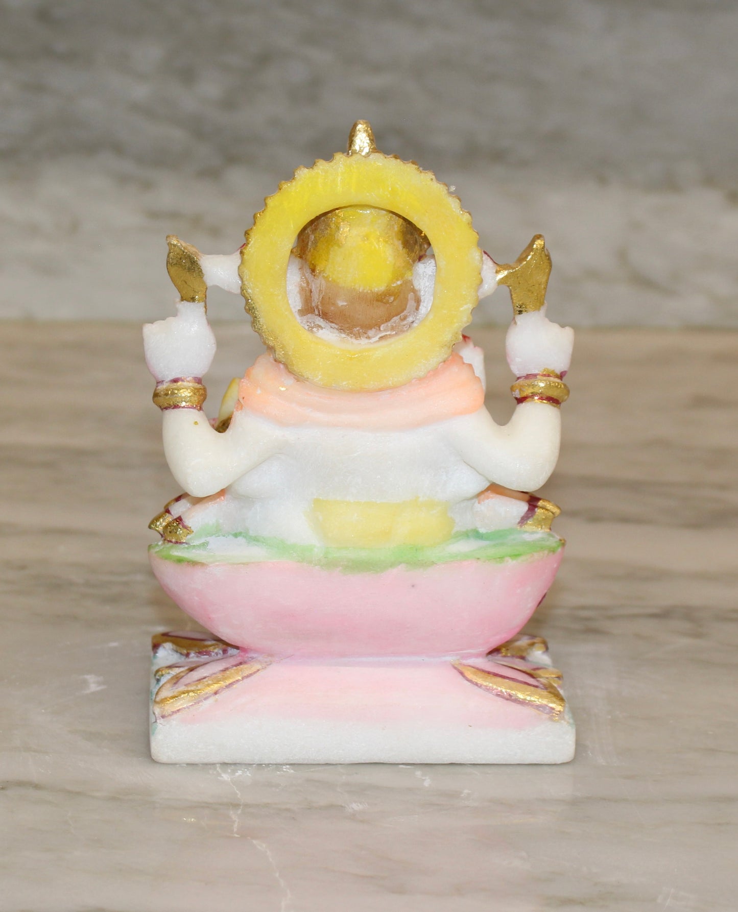 Marble-Resin Ganesha Statue with Lotus Base
