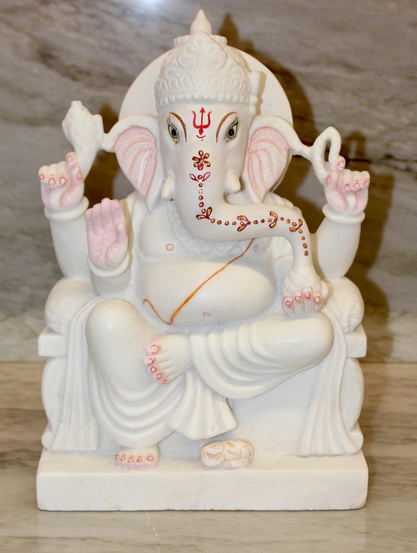 Hand-Carved Marble Ganesha Statue