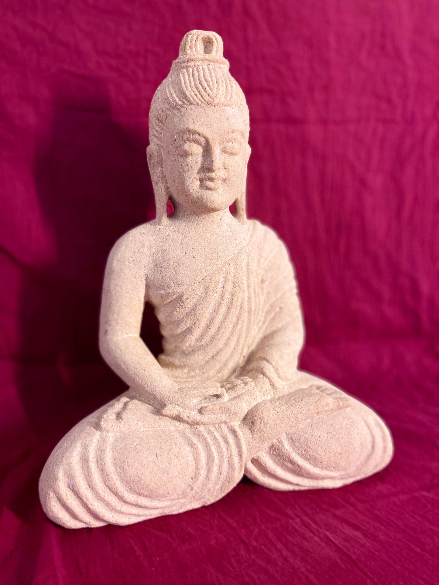 Tranquility in Stone: Sandstone Meditating Buddha Sculpture