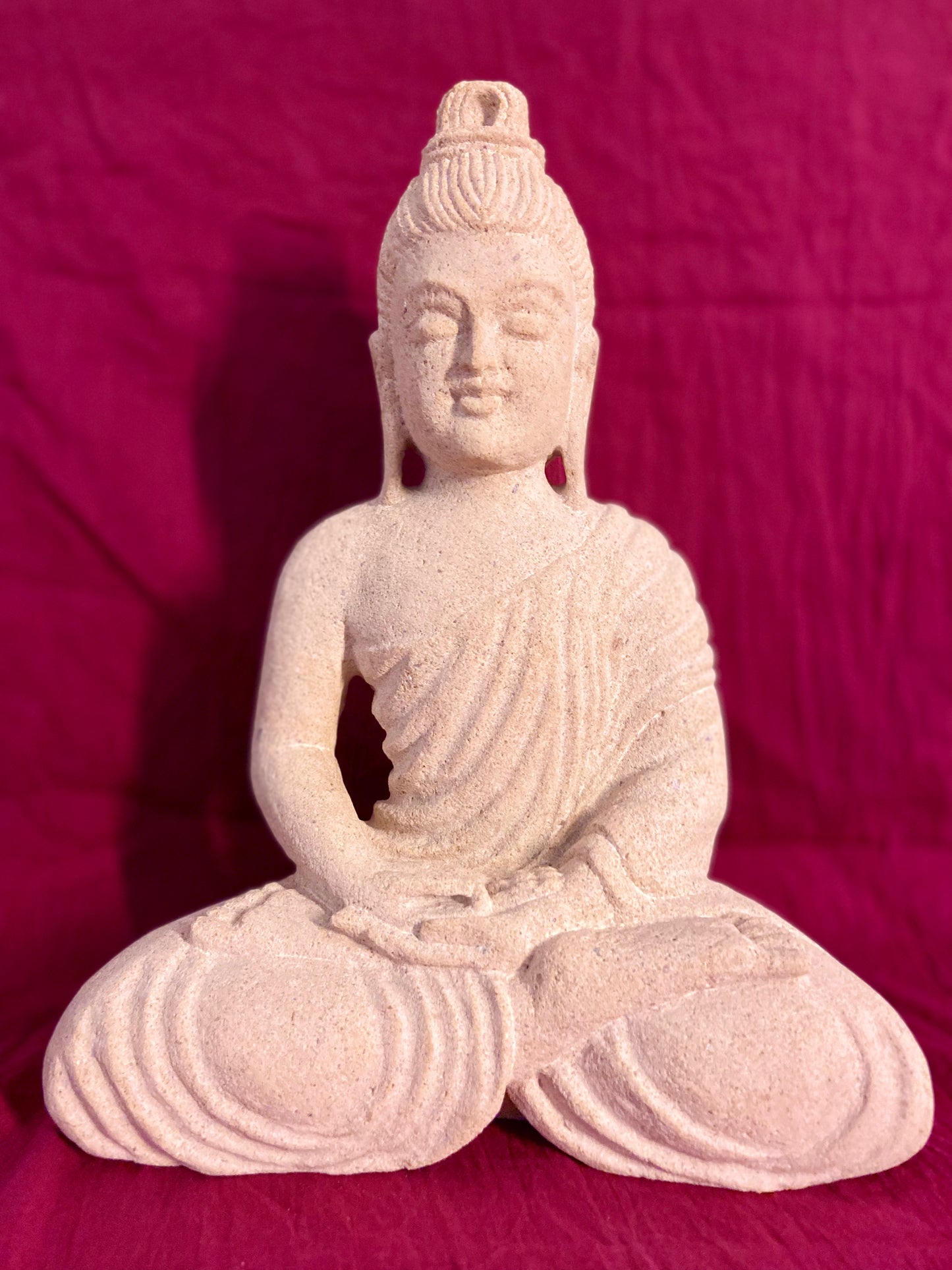 Tranquility in Stone: Sandstone Meditating Buddha Sculpture