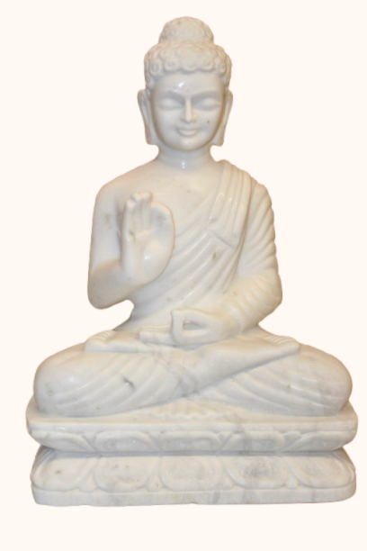Hand-Carved Solid Marble Buddha Statue