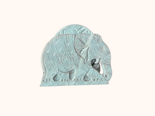 Hand-Carved Soapstone Elephant Coaster Set