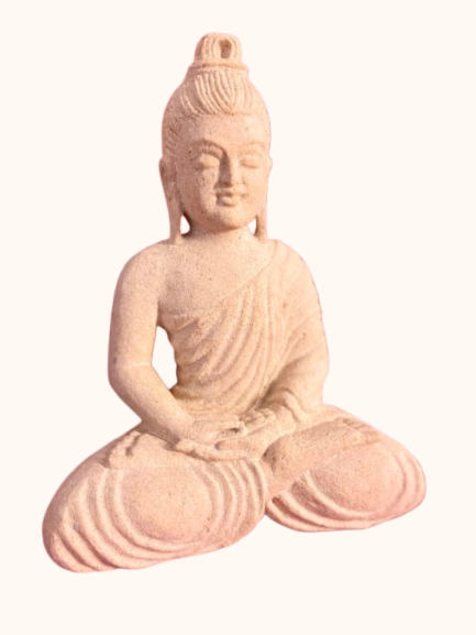 Tranquility in Stone: Sandstone Meditating Buddha Sculpture