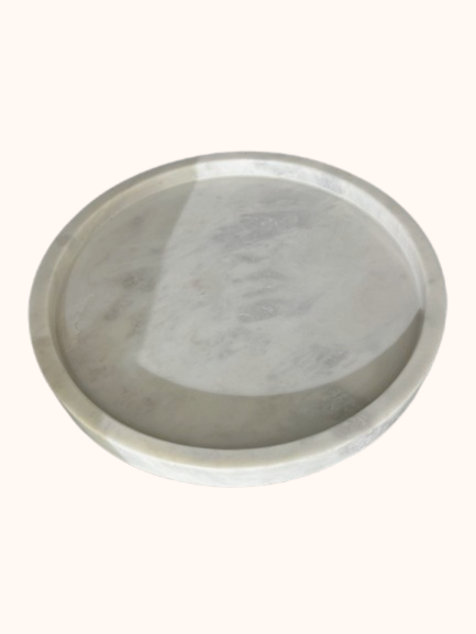 Hand-Carved Round Marble Tray