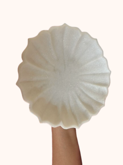 Hand-Carved Scalloped Marble Bowl