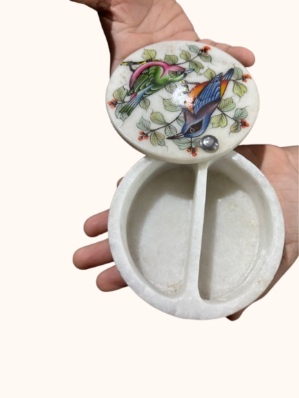 Marble Inlay Trinket Box with Divider